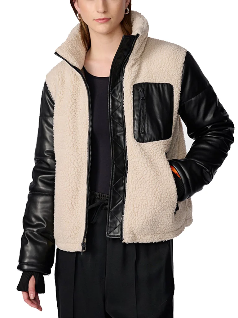 Faux Leather Sherpa Jacket