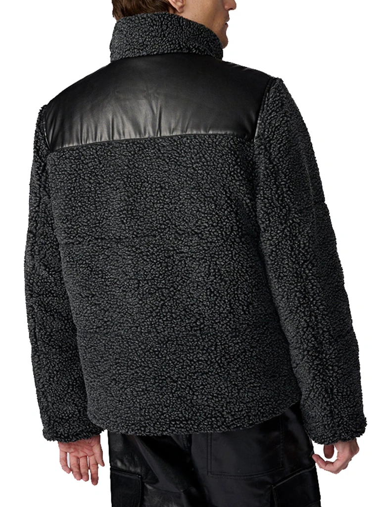 Faux Leather Sherpa Puffer