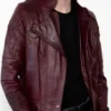 Galaxy red leather jacket