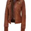 women Leather Bomber Jacket