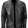 Men Black Biker Skull Rider Leather Jacket