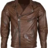 Mens Biker Brown Leather Jacket