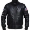 Mens Black American Flag Leather Jacket