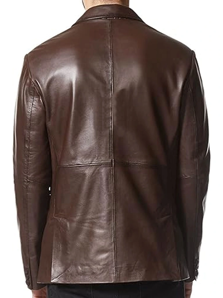 Mens Brown Genuine Leather Blazer