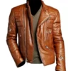 Mens Brown Padded Motorcycle Jacket