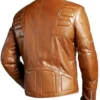 Mens Brown Padded Motorcycle Leather Jacket