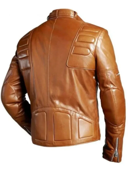 Mens Brown Padded Motorcycle Leather Jacket