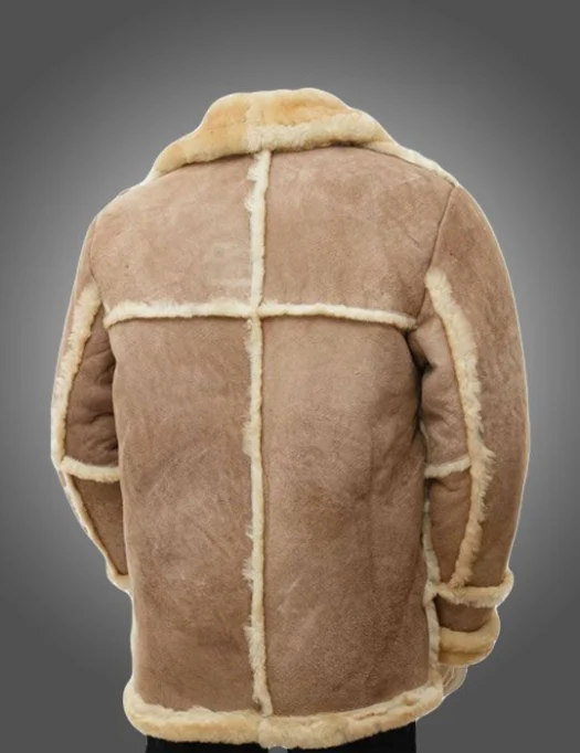 Mens Brown Sheepskin Leather Fur Coat