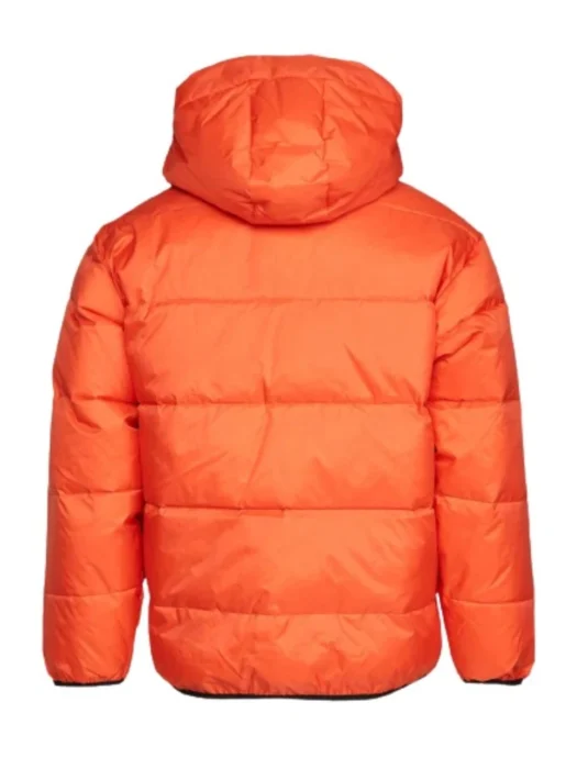 Mens Casual Orange Puffer Jacket with Hood