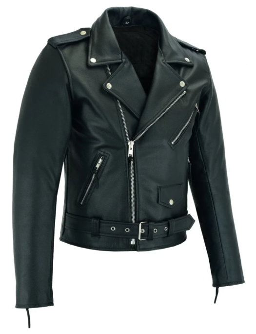 Mens Marlon Brando Black Leather Biker Jacket