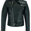 Mens Marlon Brando Black Leather Biker Motorcycle Jacket