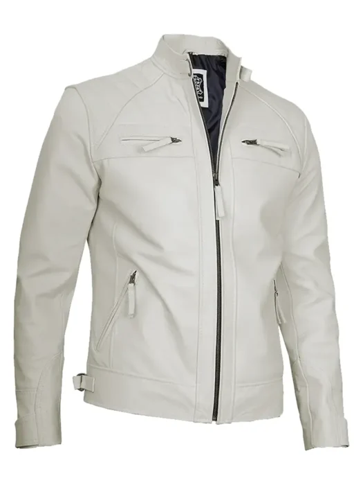 Mens Quilted Shoulder Biker Jacket