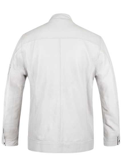 Mens biker white leather jacket