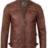 Mens vintage cafe racer leather jacket