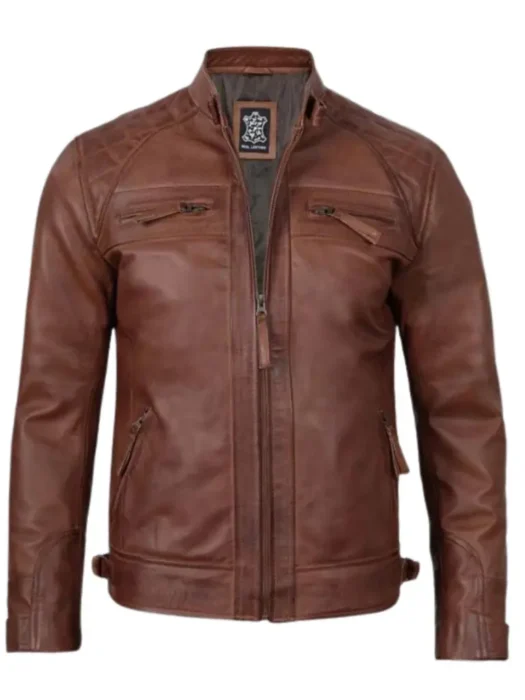 Mens vintage cafe racer leather jacket