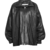 Oversized Leather Bomber Jacket