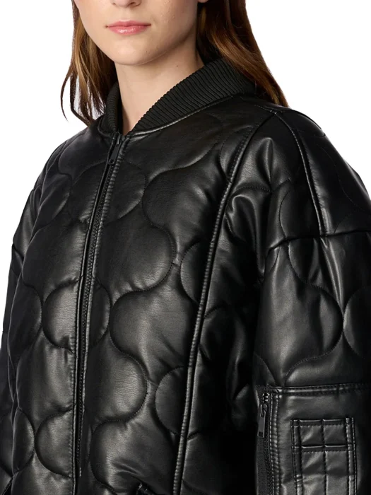 Oversized Quilted Faux Leather Jacket