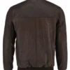 Snuff-Style Real Brown Color Bomber Leather Jacket