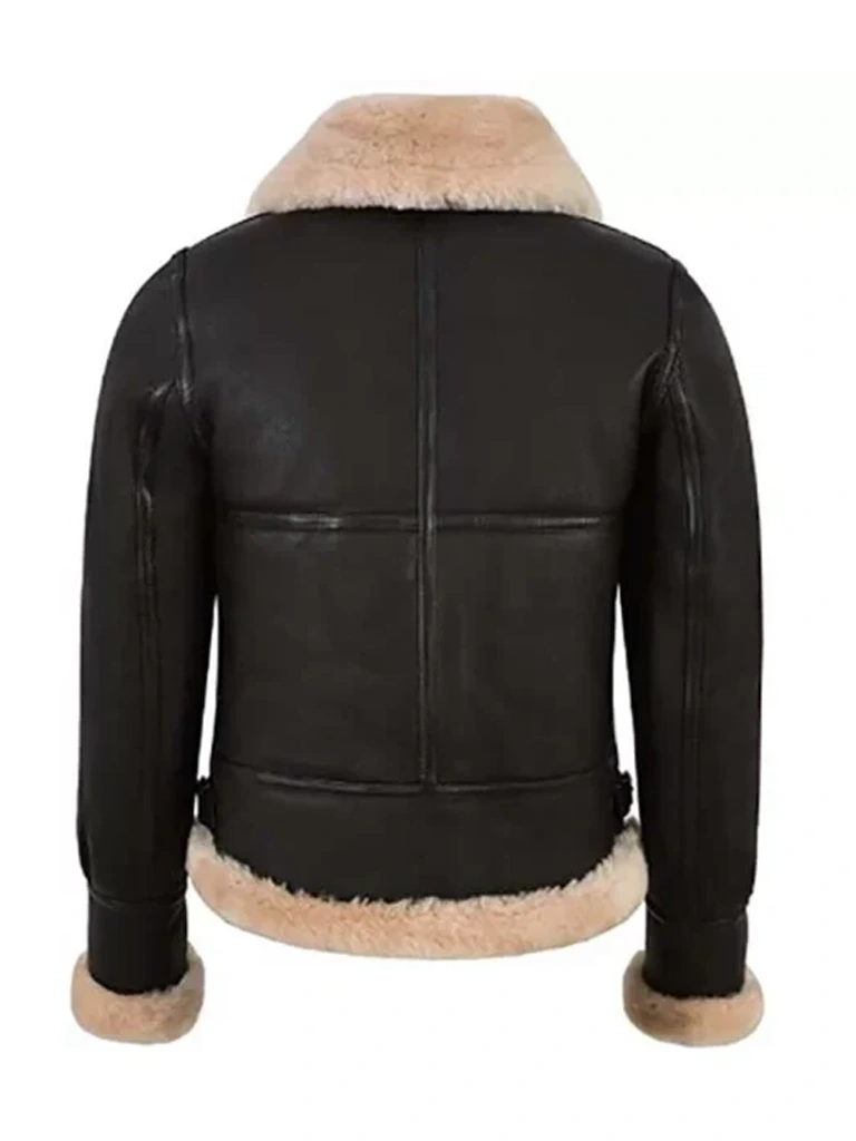 Women Black Aviator Leather Jacket