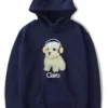 Women Clairo Dog Navy Blue Hoodie