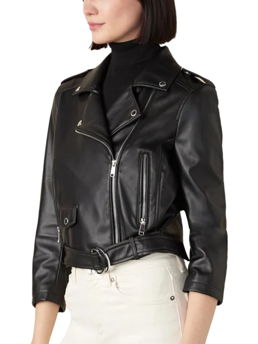 Womens Faux Leather Moto Jacket