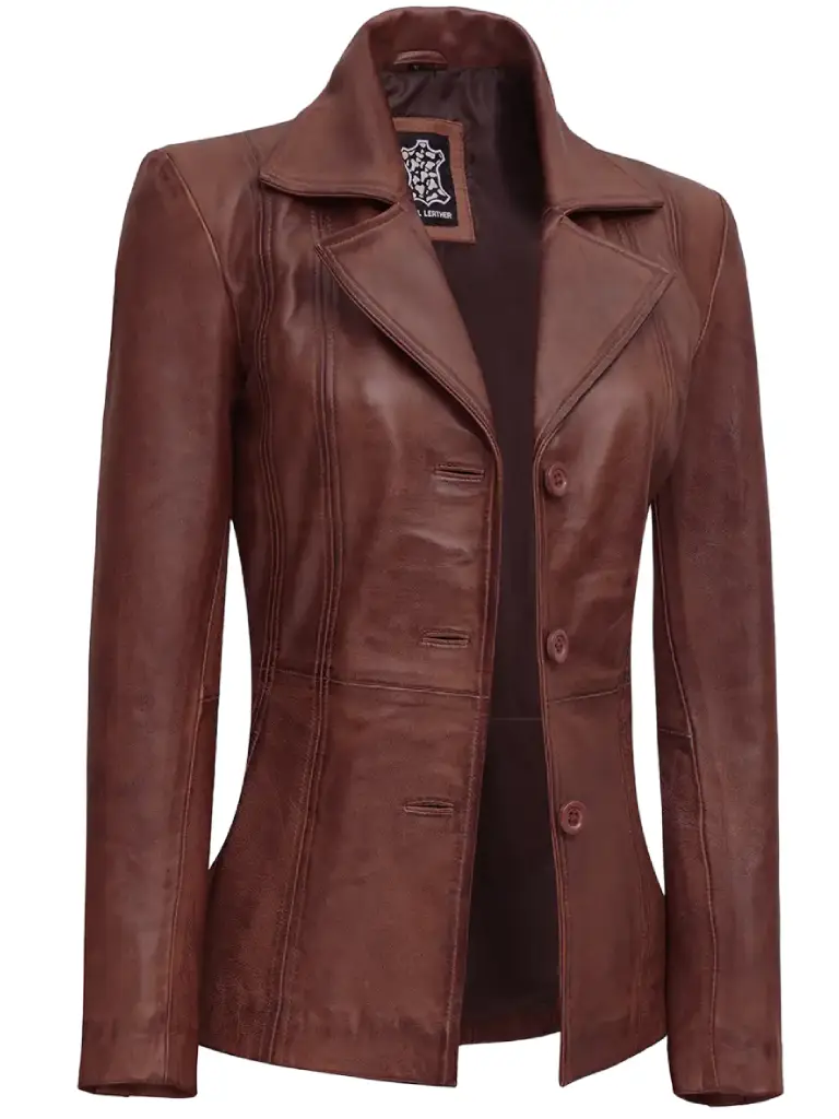 Women’s Leather Jacket in cognac color