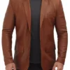 brown leather coat