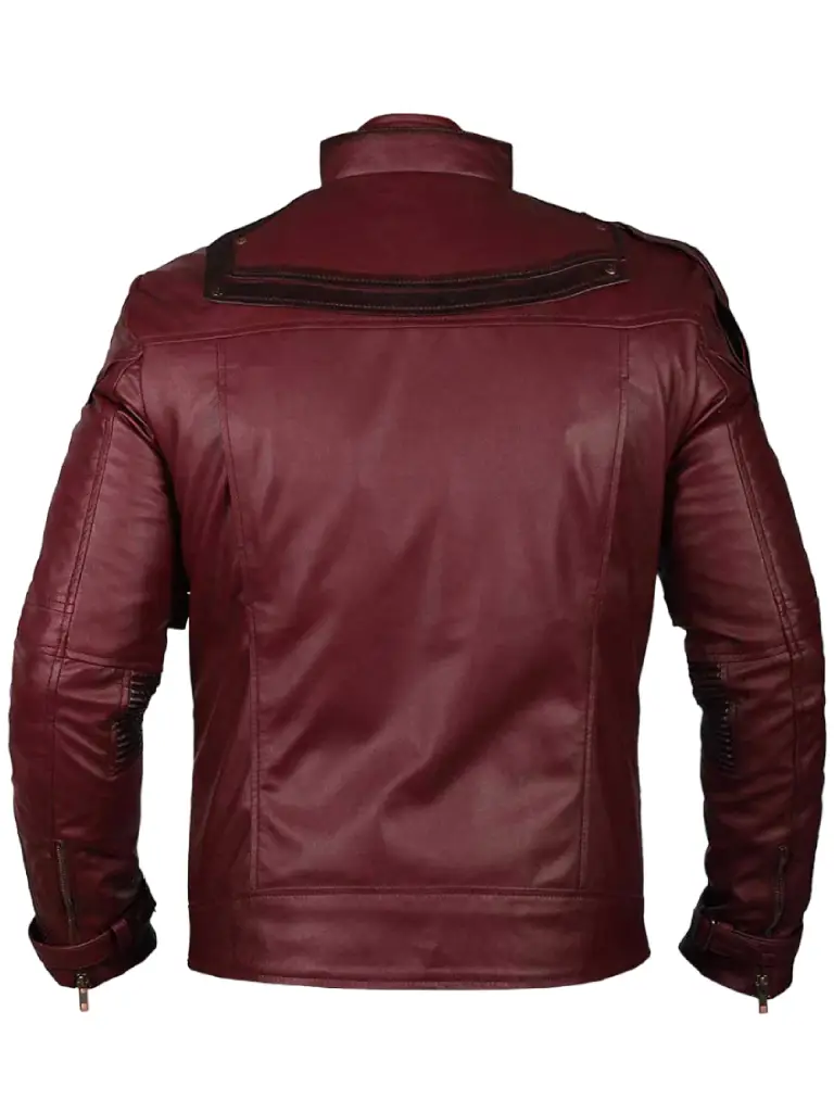 dark red black leather jacket