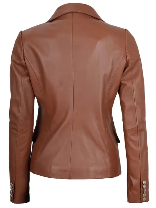 double breasted leather blazer women