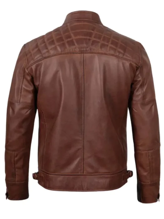 men brown leather jacket