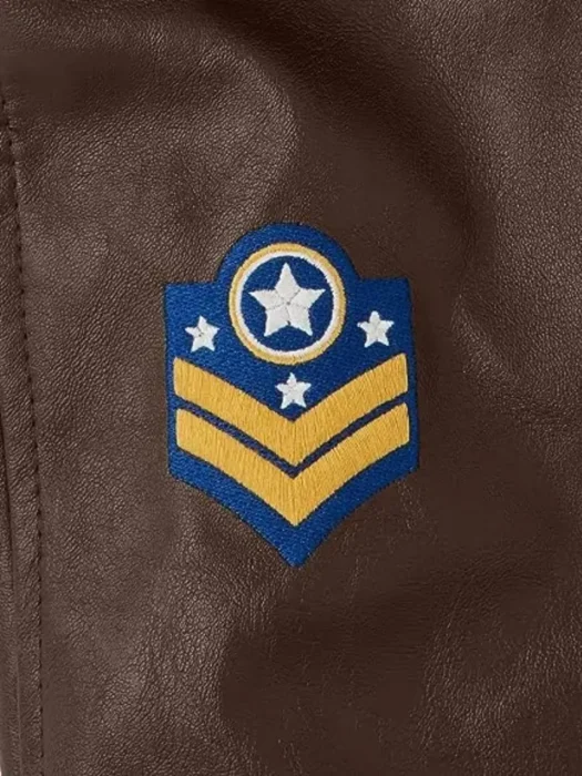 men brown jacket patch