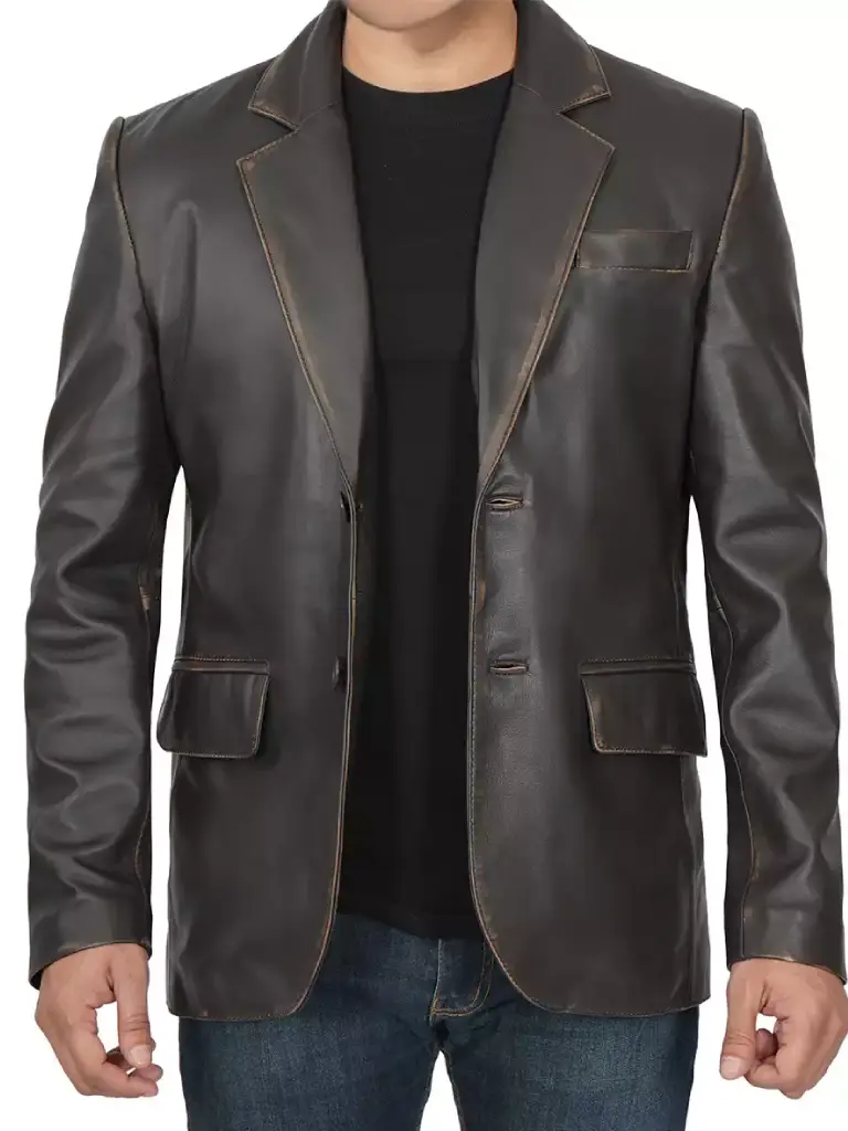 men two button ruboff brown blazer