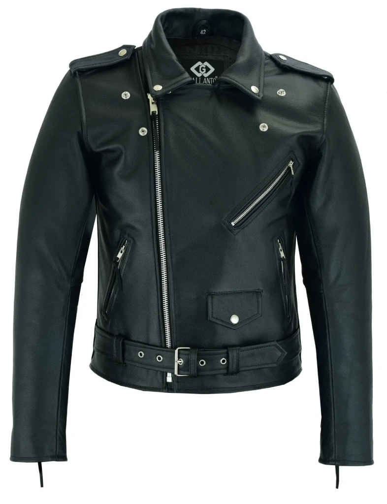 mens black leather biker motorcycle jacket marlon brando