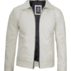 mens collar shirt leather jacket off white