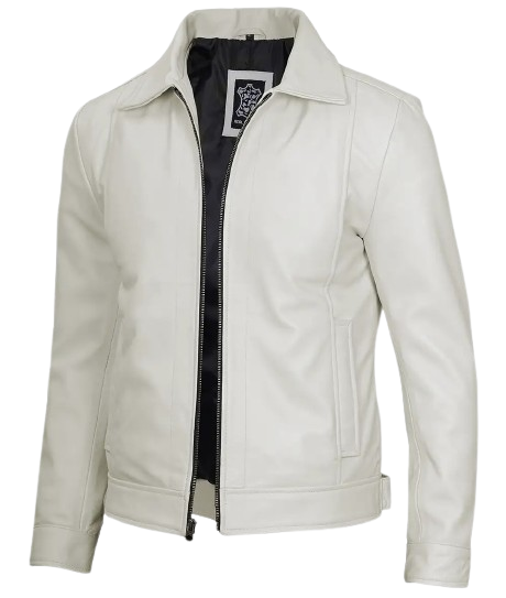 mens off white classic leather jacket