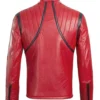 mens red leather quilted jacket