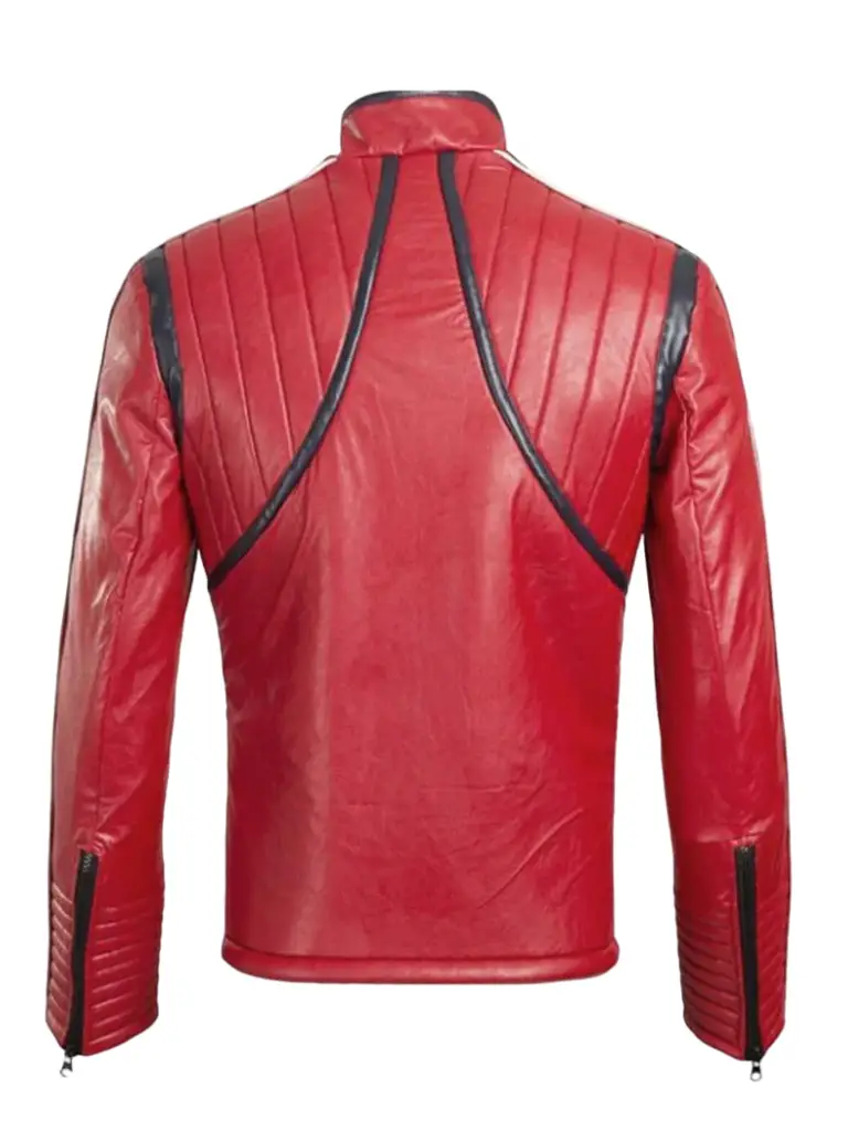 mens red leather quilted jacket