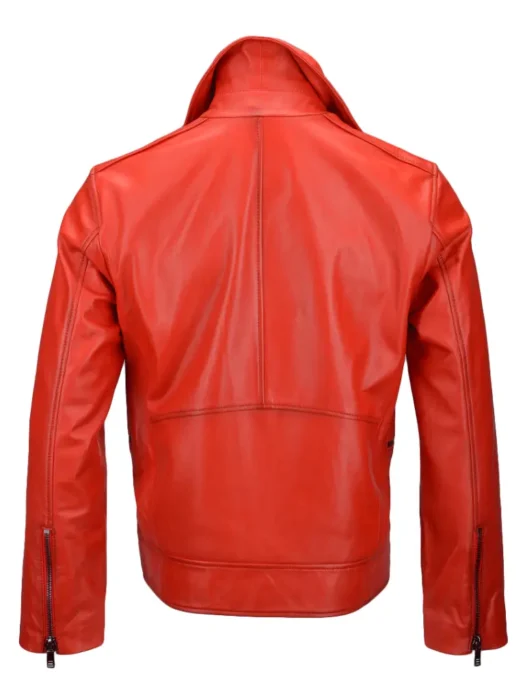 mens vegetable tanned leather biker jacket red phoenix