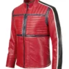 red leather quilted jacket