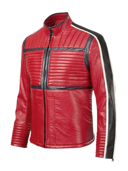 red leather quilted jacket