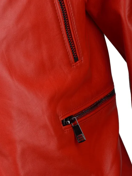 red phoenix vegetable tanned leather biker jacket