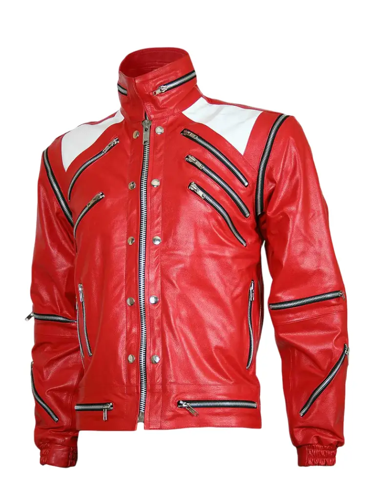 red white leather jacket