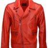 vegetable tanned leather biker jacket red phoenix