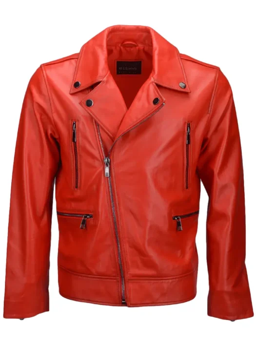 vegetable tanned leather biker jacket red phoenix