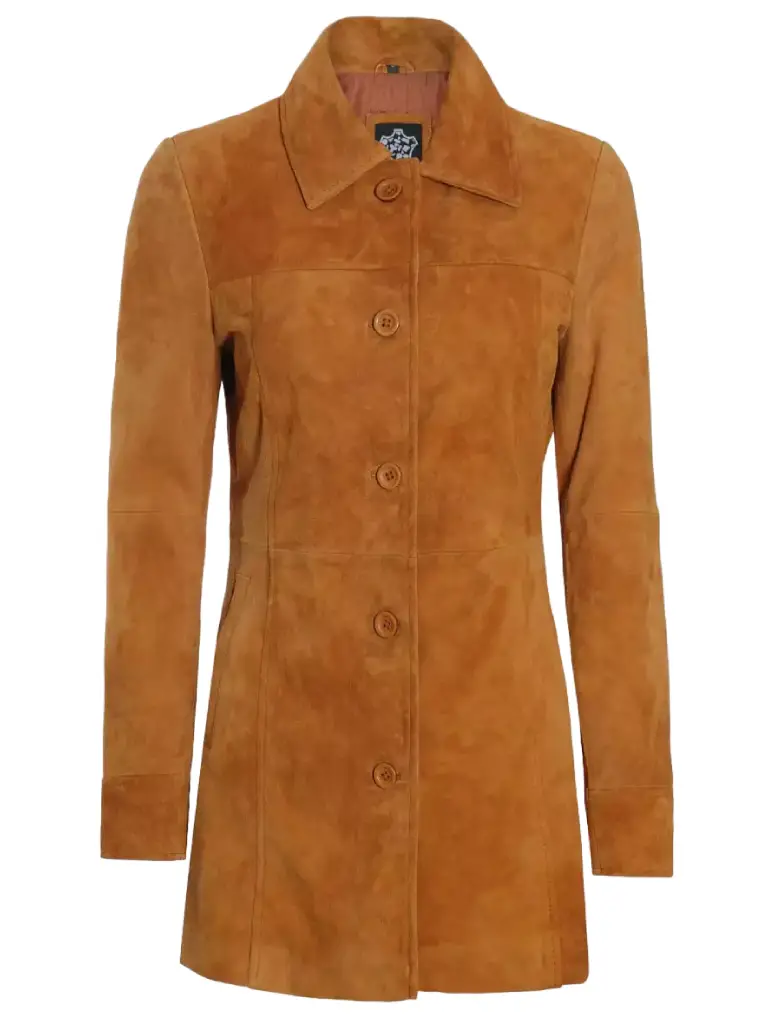 women suede camel brown coat