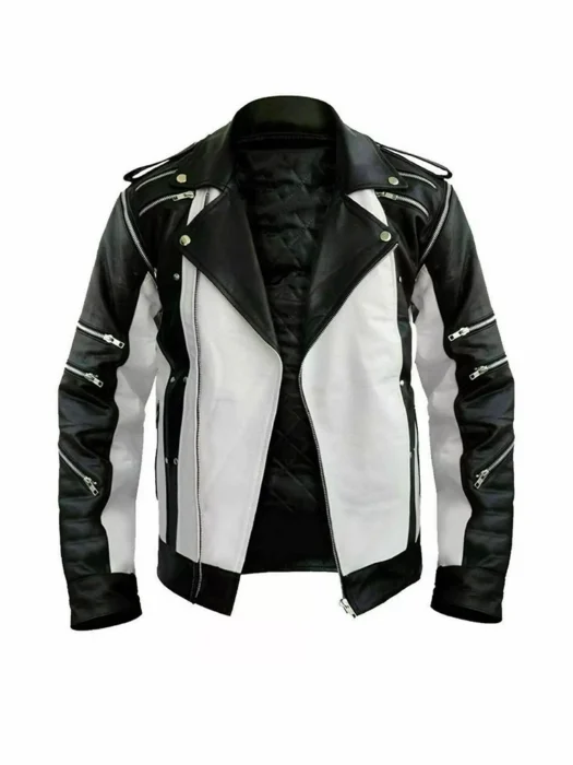 MJ MICHAEL JACKSON THRILLER BLACK & WHITE PESPI REAL LEATHER JACKET