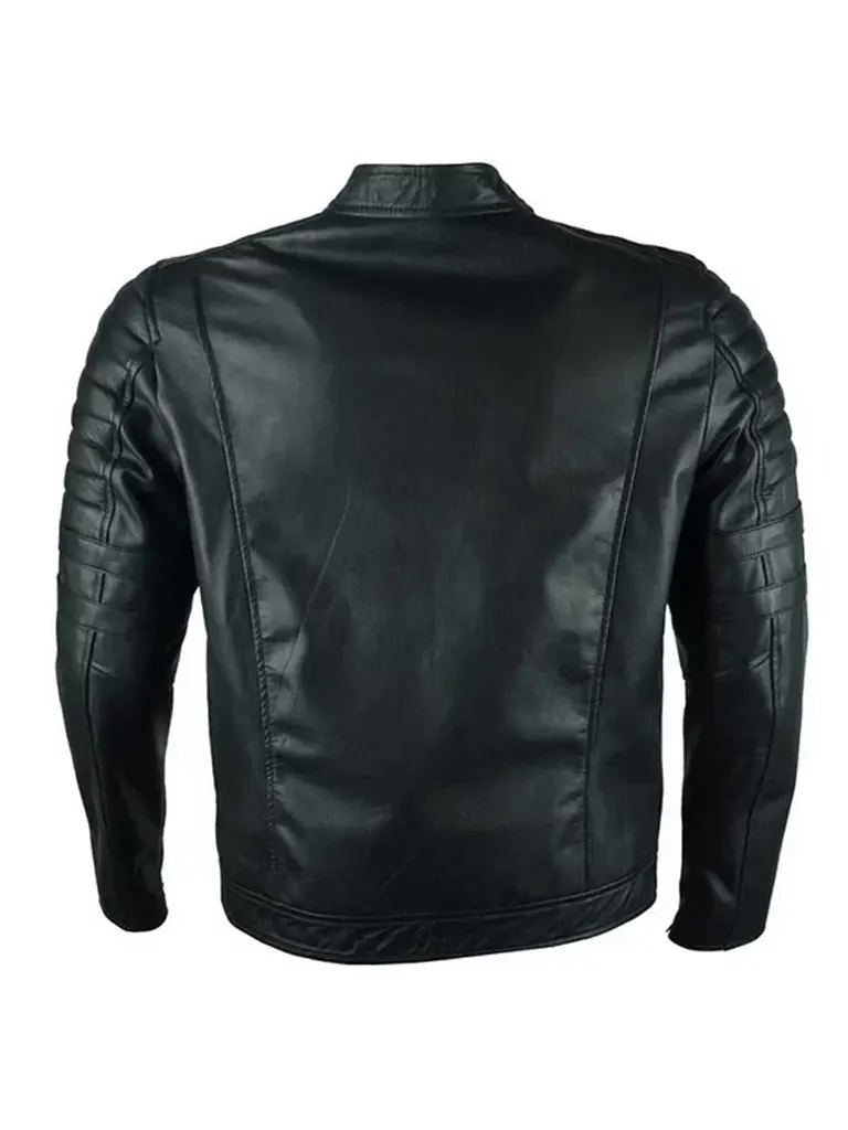 Men Biker Quilted Black Jacket