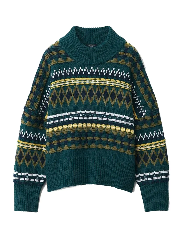 The Boys Annie’s green fair isle knit sweater