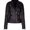 Women Black Diamond Quilted Biker Leather Jacket