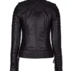 Women Black Diamond Quilted Leather Biker Jacket